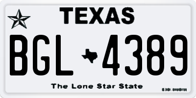 TX license plate BGL4389