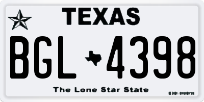TX license plate BGL4398