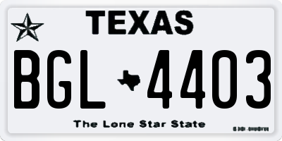 TX license plate BGL4403