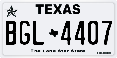 TX license plate BGL4407
