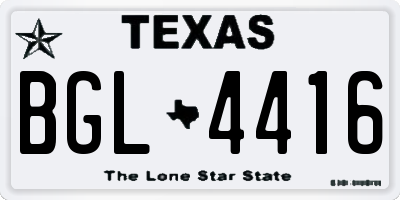 TX license plate BGL4416