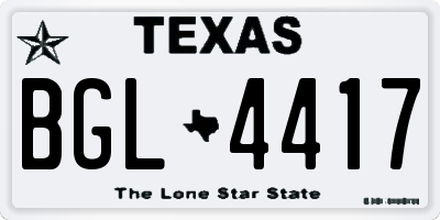TX license plate BGL4417