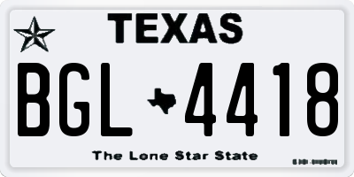 TX license plate BGL4418