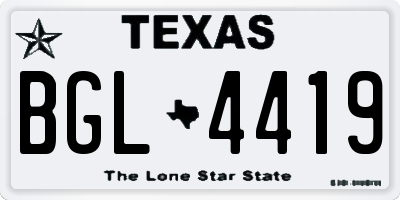 TX license plate BGL4419