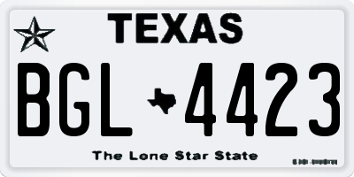 TX license plate BGL4423