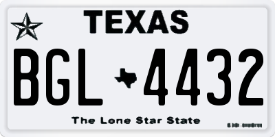 TX license plate BGL4432