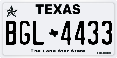 TX license plate BGL4433