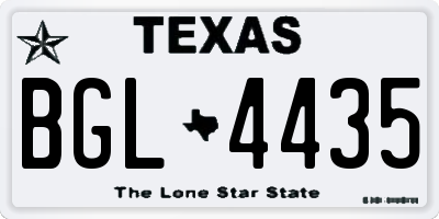 TX license plate BGL4435