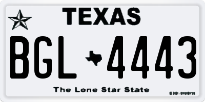 TX license plate BGL4443