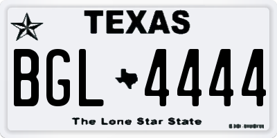TX license plate BGL4444