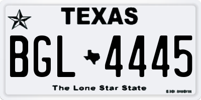TX license plate BGL4445