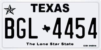 TX license plate BGL4454