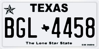 TX license plate BGL4458