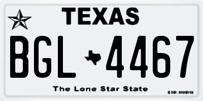 TX license plate BGL4467