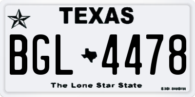 TX license plate BGL4478
