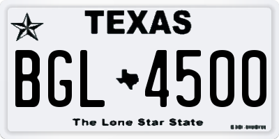TX license plate BGL4500