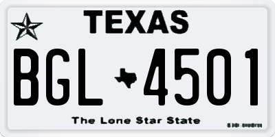 TX license plate BGL4501