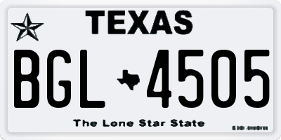 TX license plate BGL4505