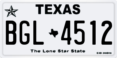 TX license plate BGL4512