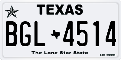 TX license plate BGL4514