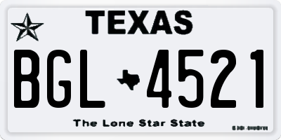 TX license plate BGL4521