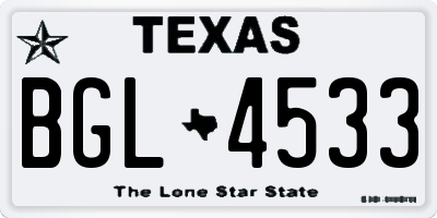 TX license plate BGL4533