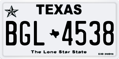 TX license plate BGL4538