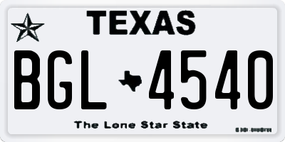TX license plate BGL4540