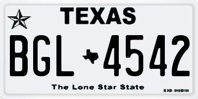 TX license plate BGL4542