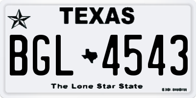 TX license plate BGL4543