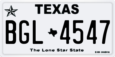TX license plate BGL4547