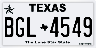 TX license plate BGL4549