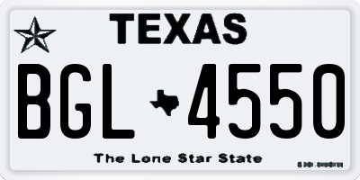 TX license plate BGL4550