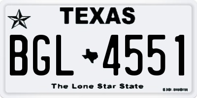 TX license plate BGL4551