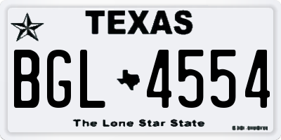 TX license plate BGL4554