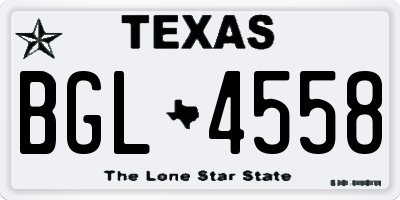TX license plate BGL4558