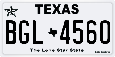 TX license plate BGL4560