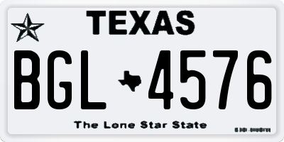 TX license plate BGL4576