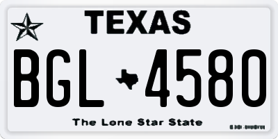 TX license plate BGL4580