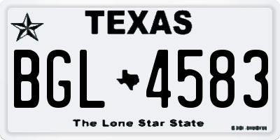 TX license plate BGL4583