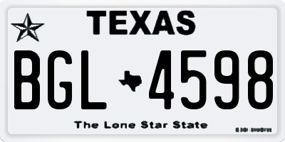 TX license plate BGL4598