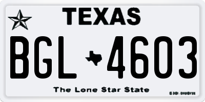 TX license plate BGL4603