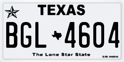 TX license plate BGL4604