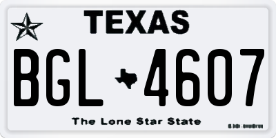 TX license plate BGL4607