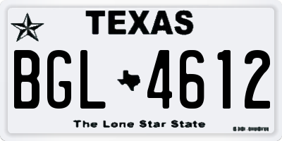 TX license plate BGL4612