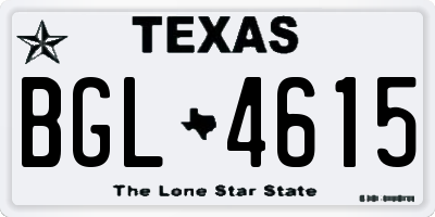 TX license plate BGL4615