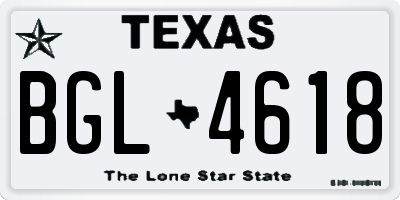 TX license plate BGL4618