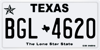 TX license plate BGL4620