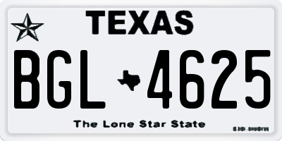 TX license plate BGL4625