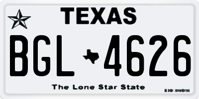 TX license plate BGL4626